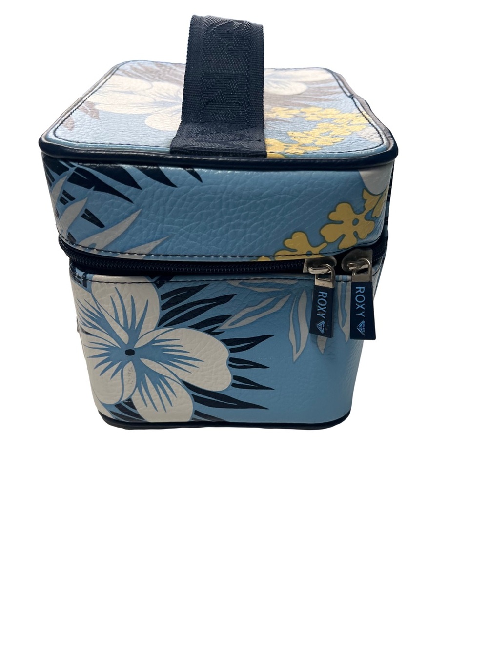 Vintage Y2K Roxy Luggage Make Up Case Blue Hibiscus - Picture 4 of 11